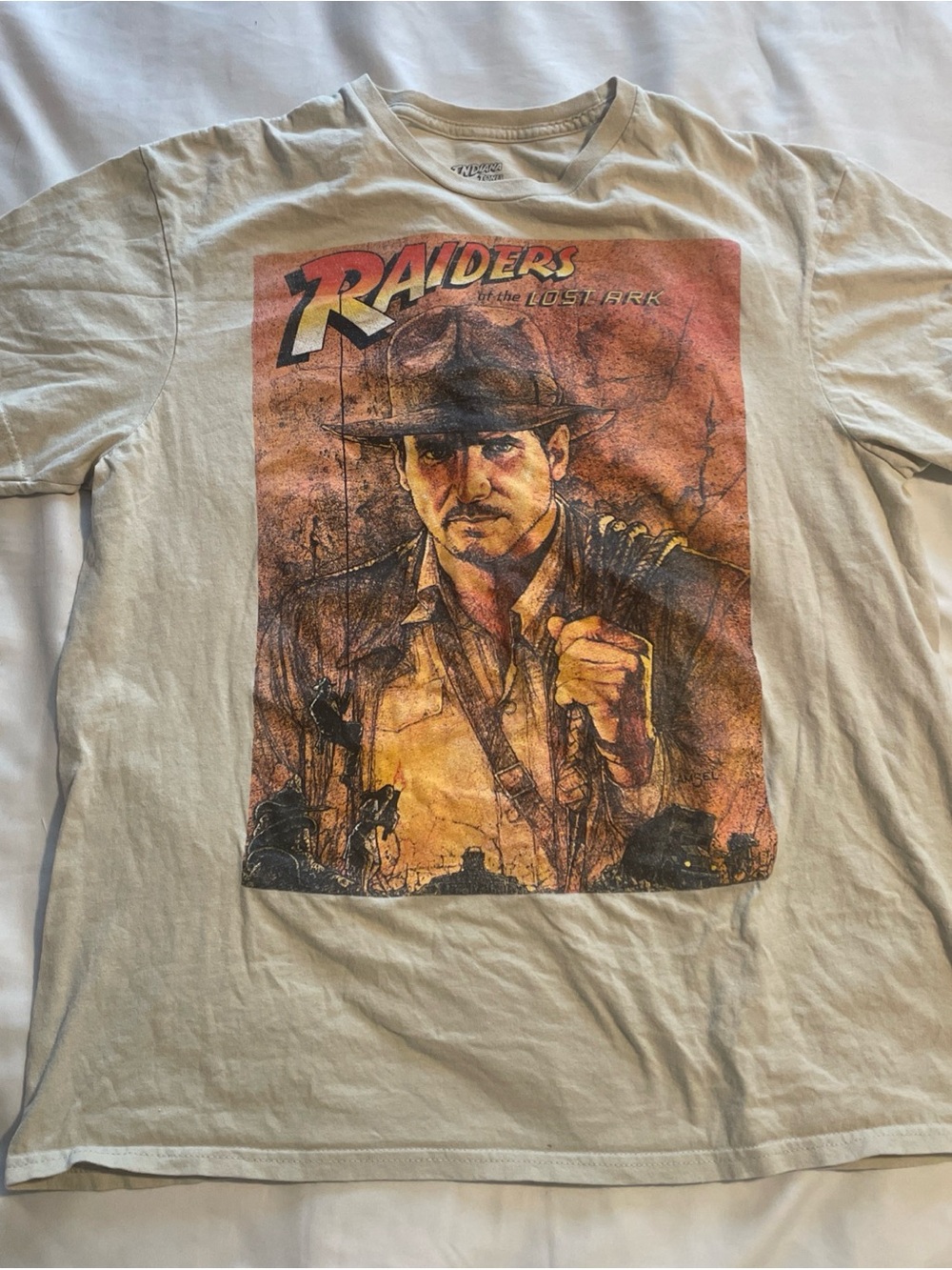 Indiana Jones Graphic Short Sleeve Tee - Beige and Orange Print